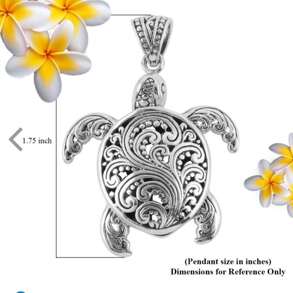 Bali Legacy Sterling Silver Filigree Sea Turtle Pendant - Picture 10 of 16